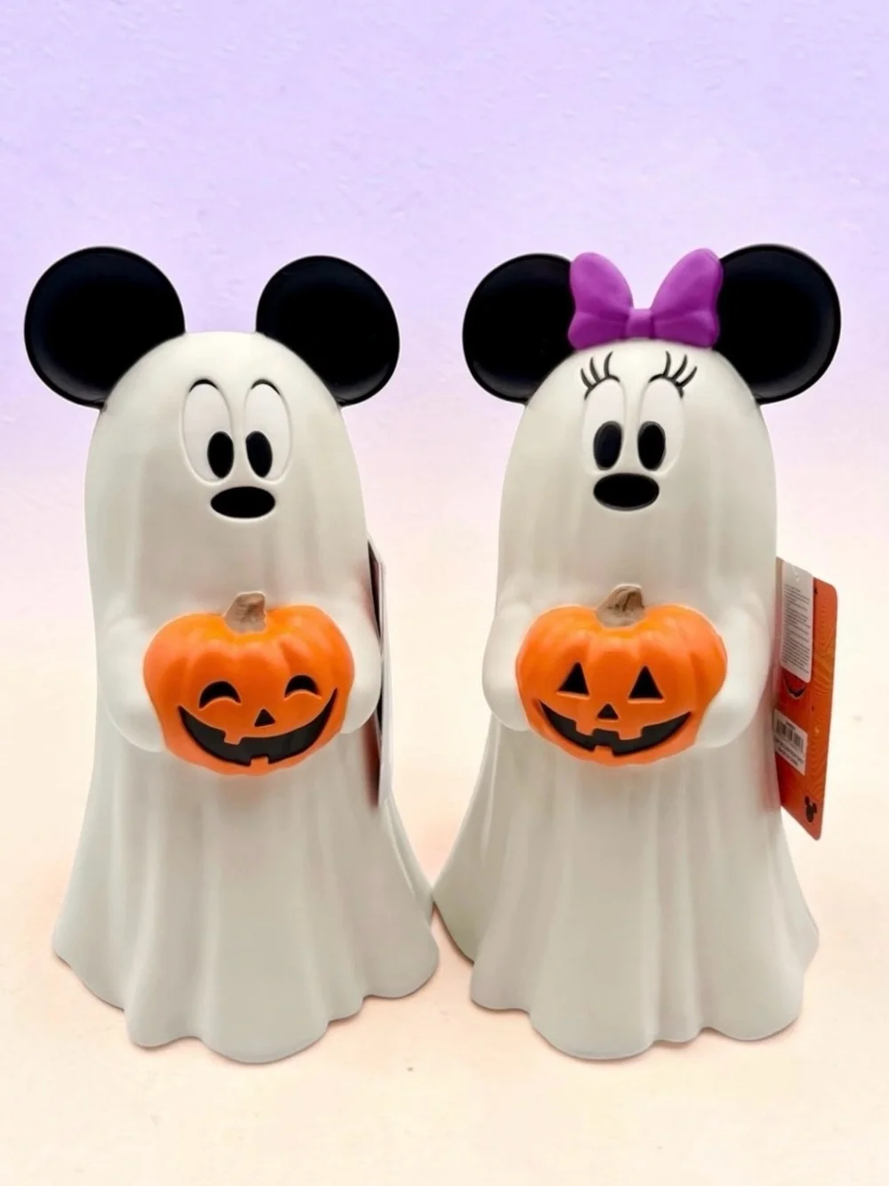 NEW 2026 Disney Halloween Ghost Mickey & Minnie Mouse Pumpkin Light Up Decor NWT